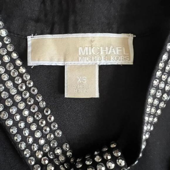 Michael Kors Black Embellished V Neck Sleeveless Top, XS - Picture 2 of 6
